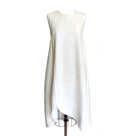 Narciso Rodriguez SS16 White Silk Linen Midi Asymmetrical Sack Dress 42 6 Small - Picture 2 of 12